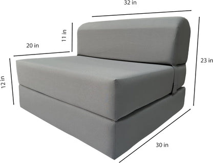 Sofá cama plegable color gris de espuma, 6 pulgadas. Grosor x 32 pulgadas,