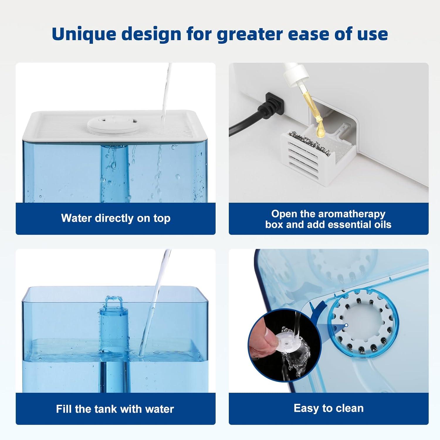 Humidificadores de 6 L para dormitorio, humidificadores ultrasónicos de niebla