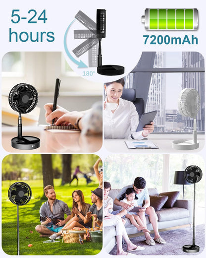 Ventilador de escritorio y mesa, plegable con temporizador de control remoto,