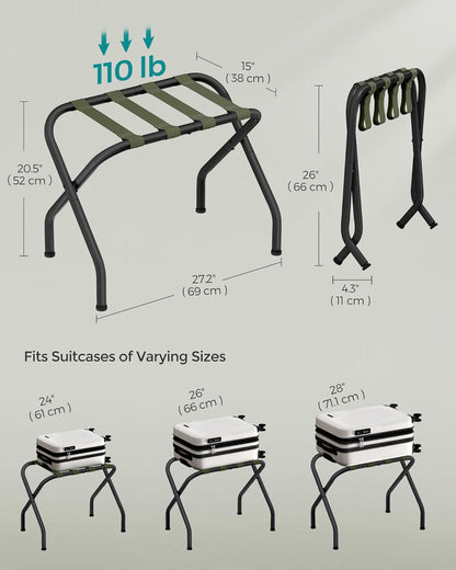 Portaequipajes para habitación de invitados, juego de 2 soportes para maleta,
