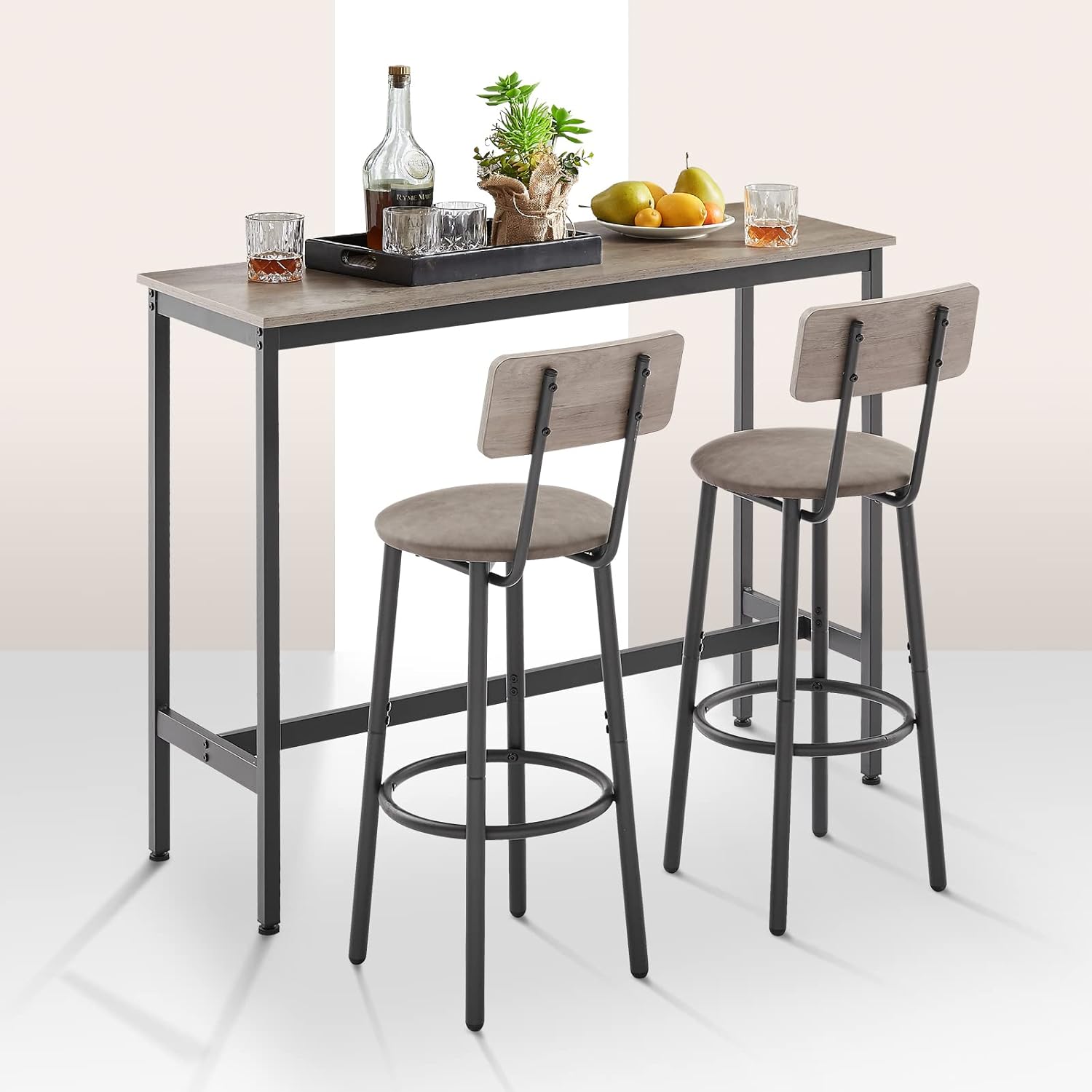 Juego de mesa de bar y 2 sillas, 3 piezas para espacios pequeños, mesa de