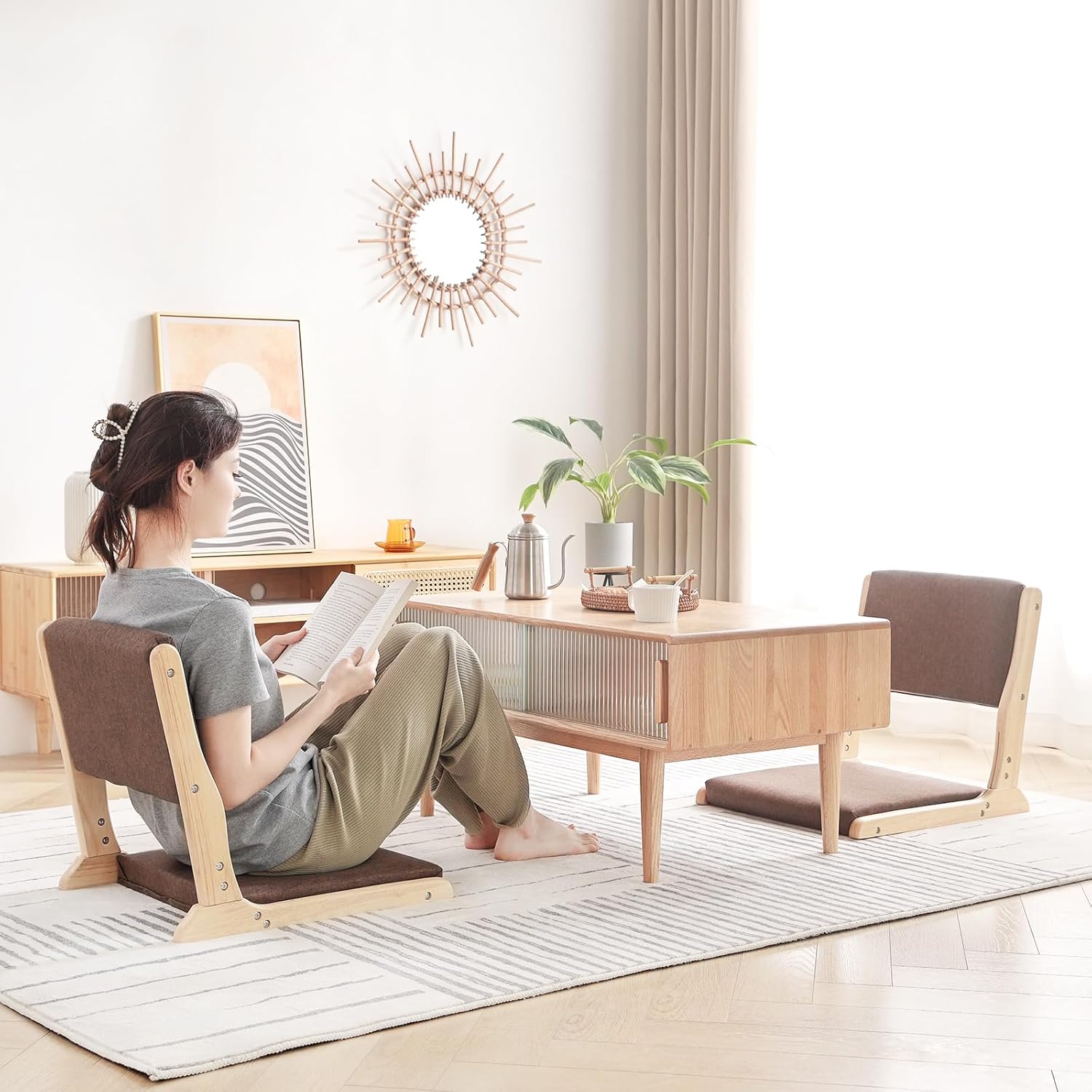 Muebles decorativos de silla Tatami, silla plegable de meditación, asiento de...