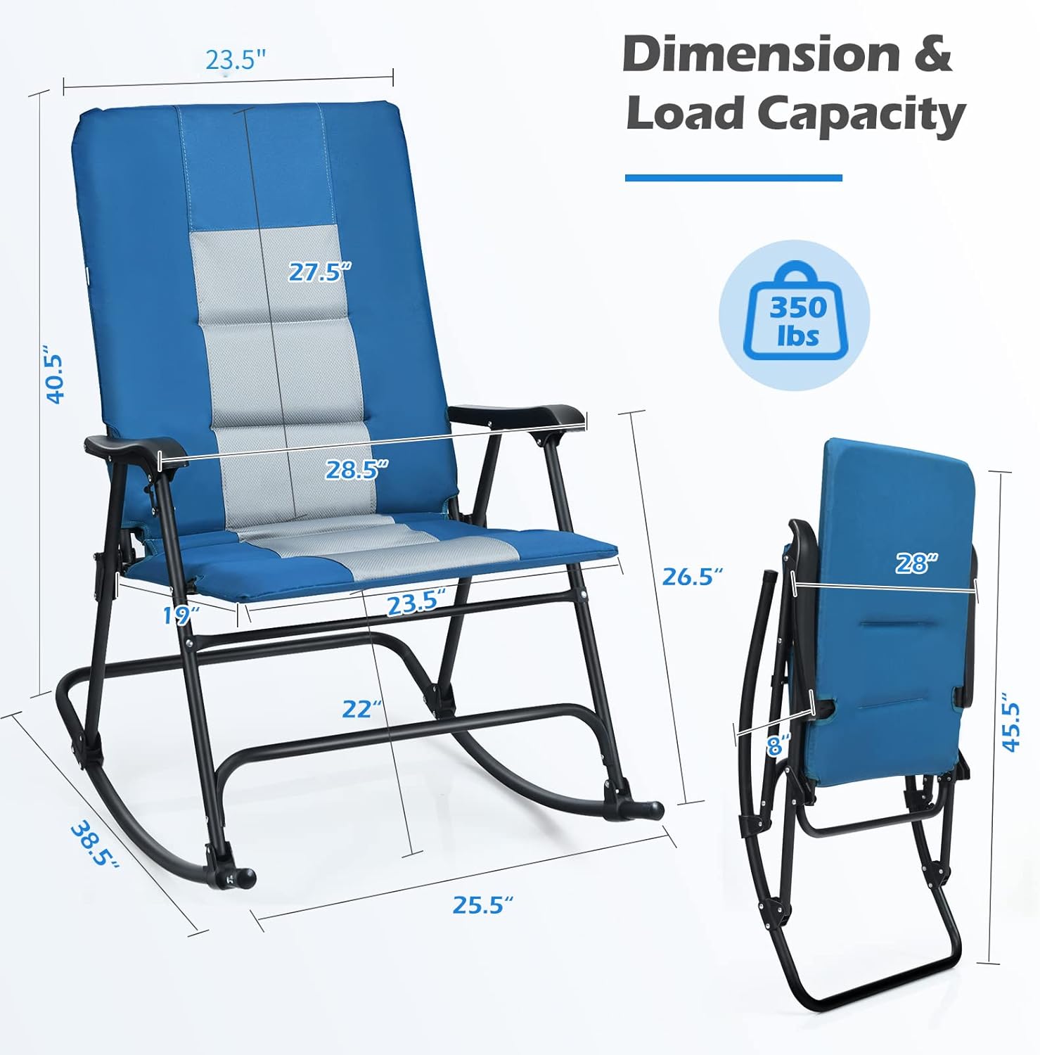 Tangkula Mecedora plegable, mecedora plegable para acampar con asiento...