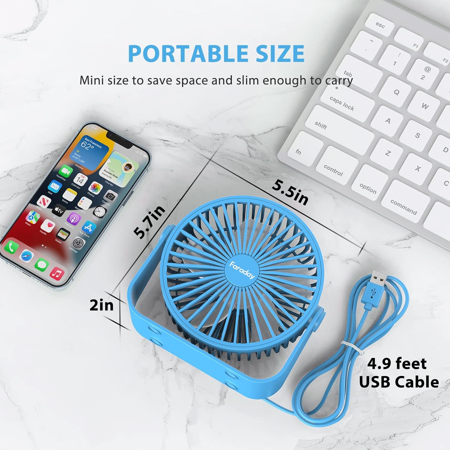 FARADAY Ventiladores de escritorio USB de 5 pulgadas, ventiladores de mesa...