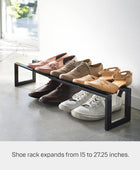 Yamazaki Expandible Home Ajustable, Pequeño  Acero  Zapatero, Individual, Negro