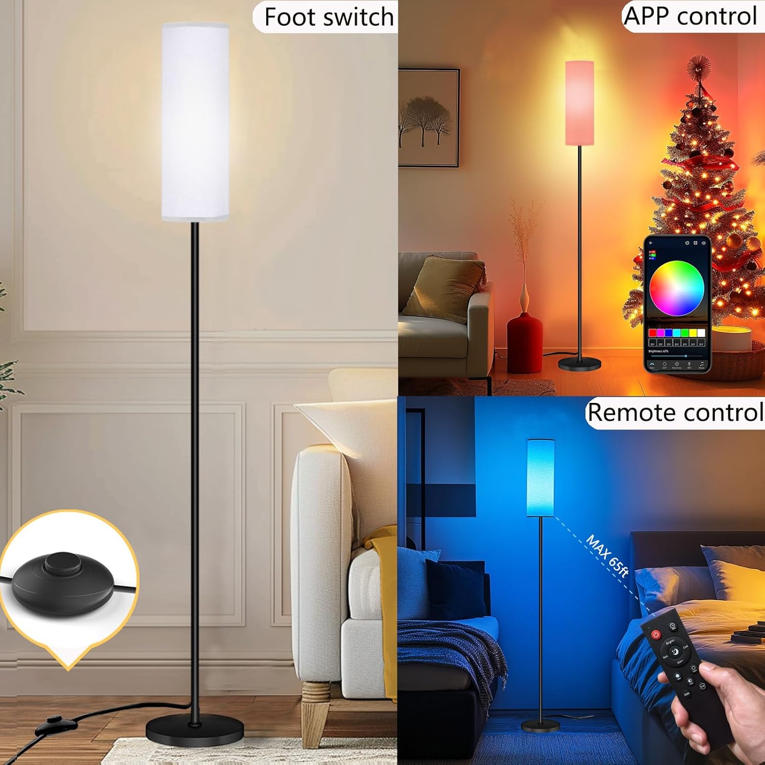 Lámpara De Pie LED Inteligente Con Control De Aplicación Y Colores RGB, Bombilla De 9 W Incluida