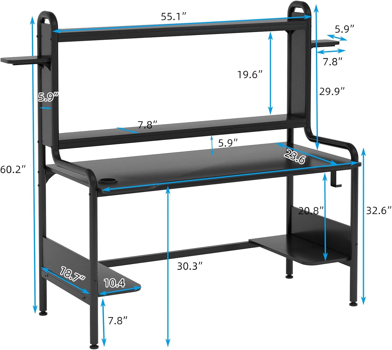 TIYASE Escritorio para juegos con soporte para monitor, escritorio para...