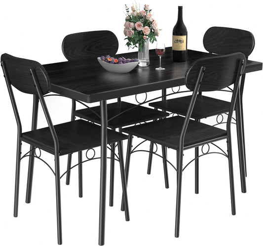 Juego de mesa de comedor para 4, comedor de 5 piezas con sillas para cocina,