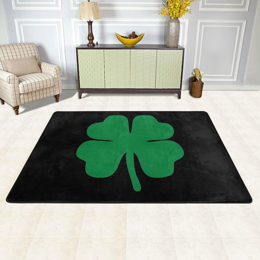 Alfombra verde de trébol de 4 hojas para sala de estar, dormitorio, cocina,...