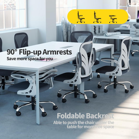 Silla de oficina ergonómica con respaldo plegable, silla de escritorio para...