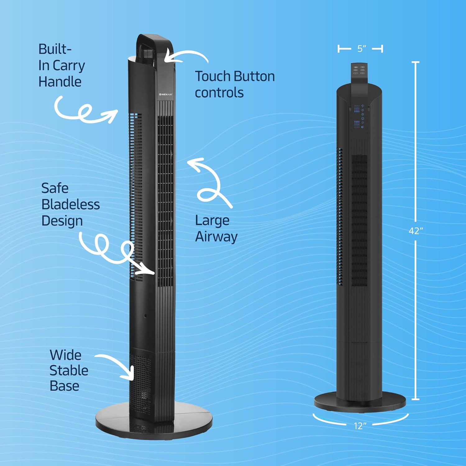 Ventilador de torre oscilante de 42 pulgadas, torre de ventilador portátil de 3...