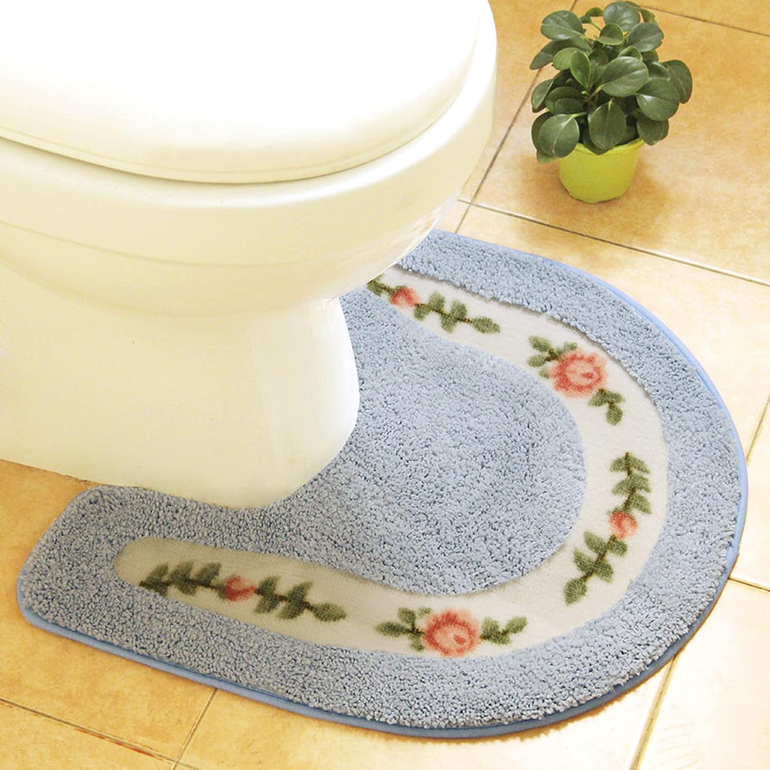ABREEZE Juego de 2 alfombras de baño con diseño floral de rosas, tapete de...