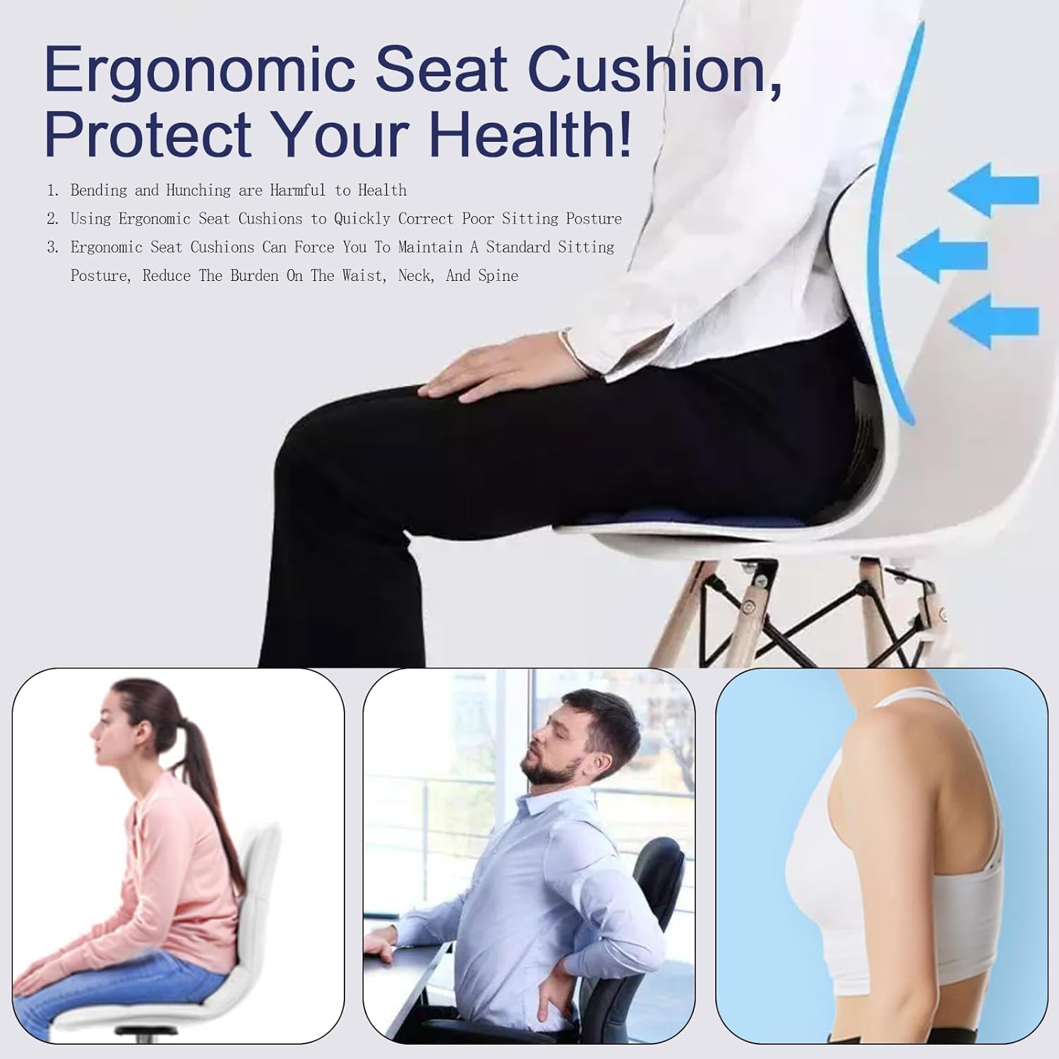 Soporte lumbar para silla, cojín ergonómico de apoyo lumbar para silla de...