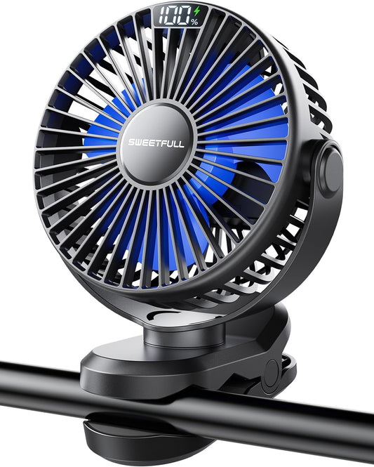 SWEETFULL Ventilador portátil con clip, ventilador de cochecito a batería,...