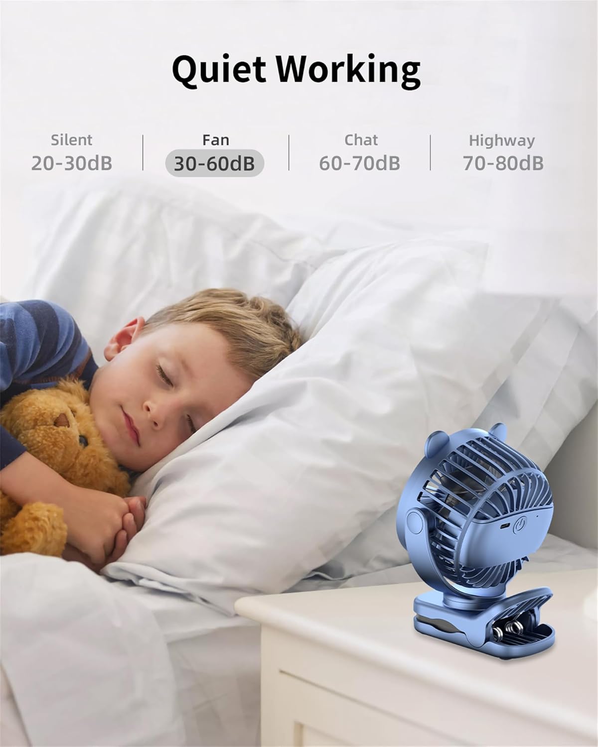 Ventilador de clip, ventilador portátil recargable con batería de 2000 mAh,...