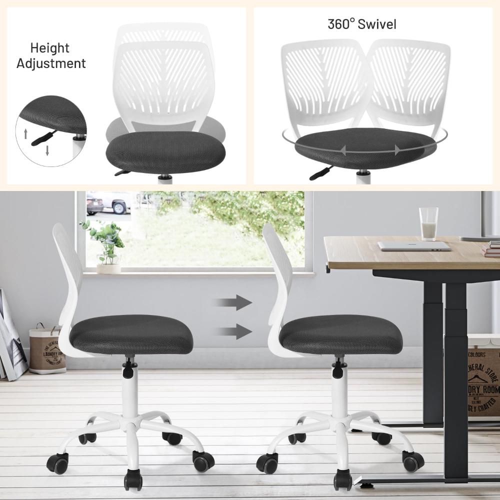 Silla Furniturer, Ergonómica, Siento De Malla Giratoria Con Altura Ajustable