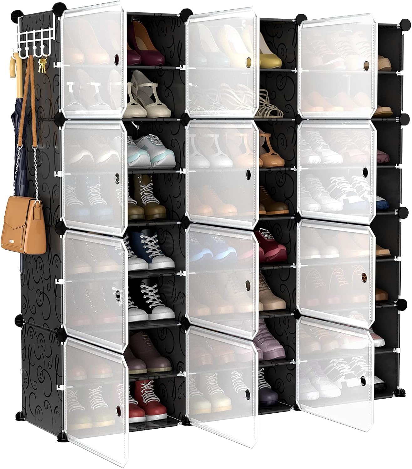 VTRIN Organizador portátil de zapatos con 48 pares, torre de 4 niveles, estante...