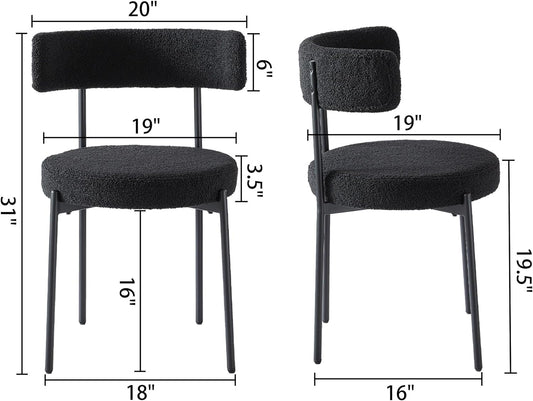 Sillas de comedor negras, juego de 2 sillas de comedor modernas, sillas de