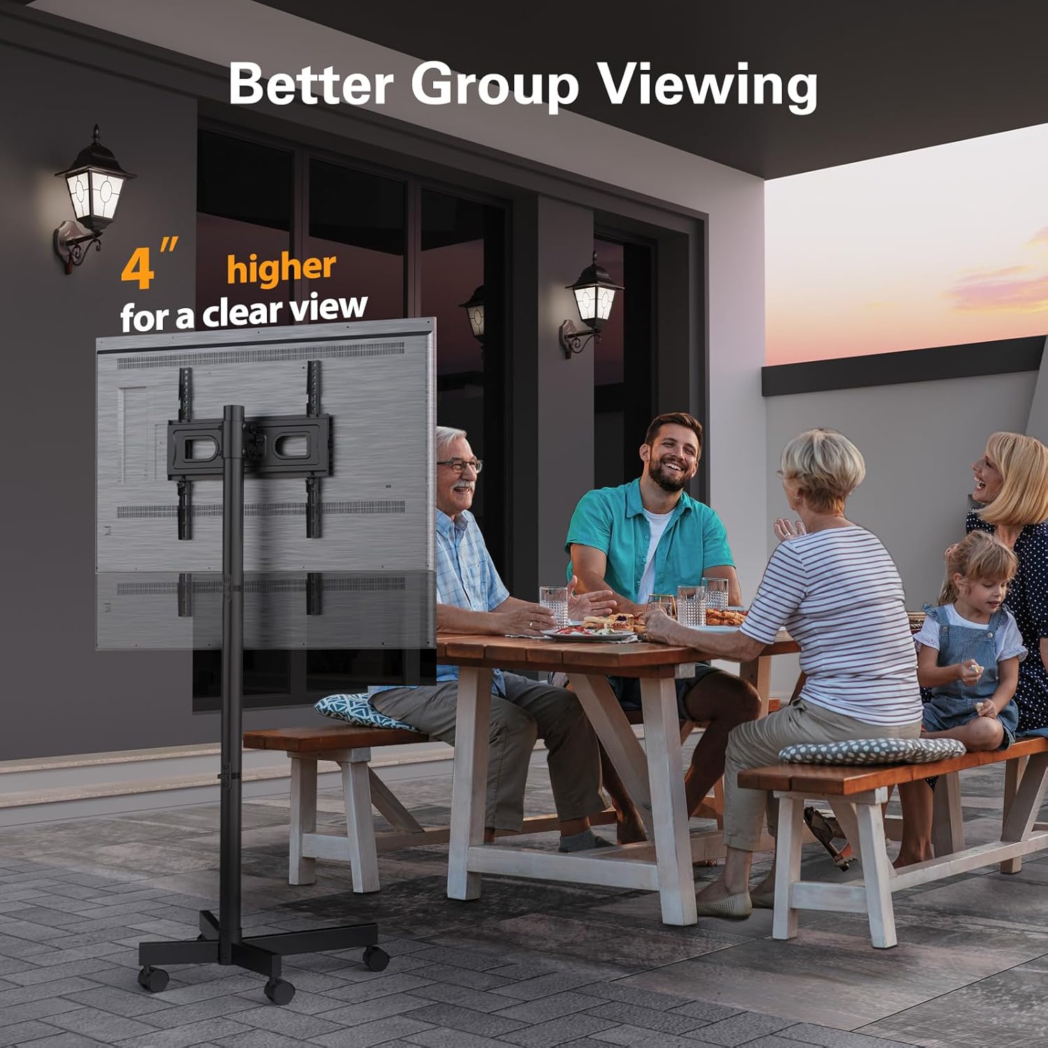 Perlegear Soporte de TV rodante para televisores inteligentes OLED 4K LCD de 23...