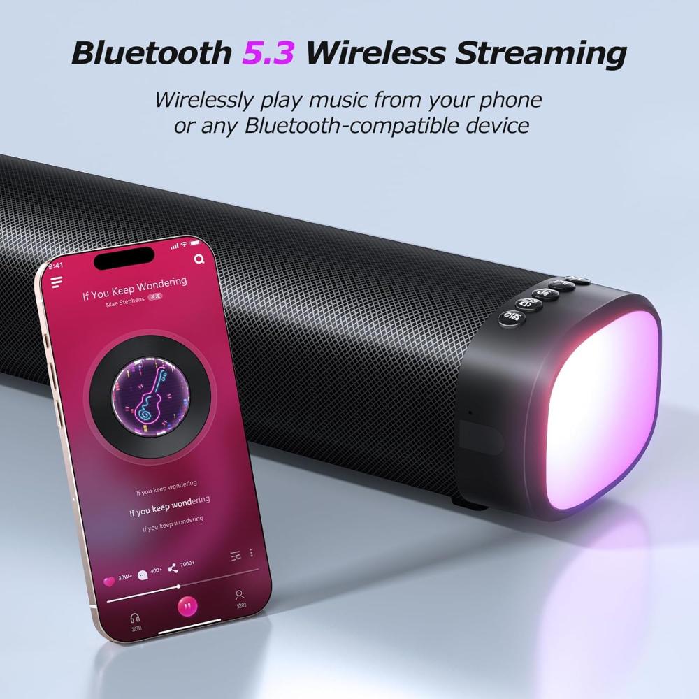 Barra de Sonido de 100 W para Smart TV con 3 Modos de Luces RGB