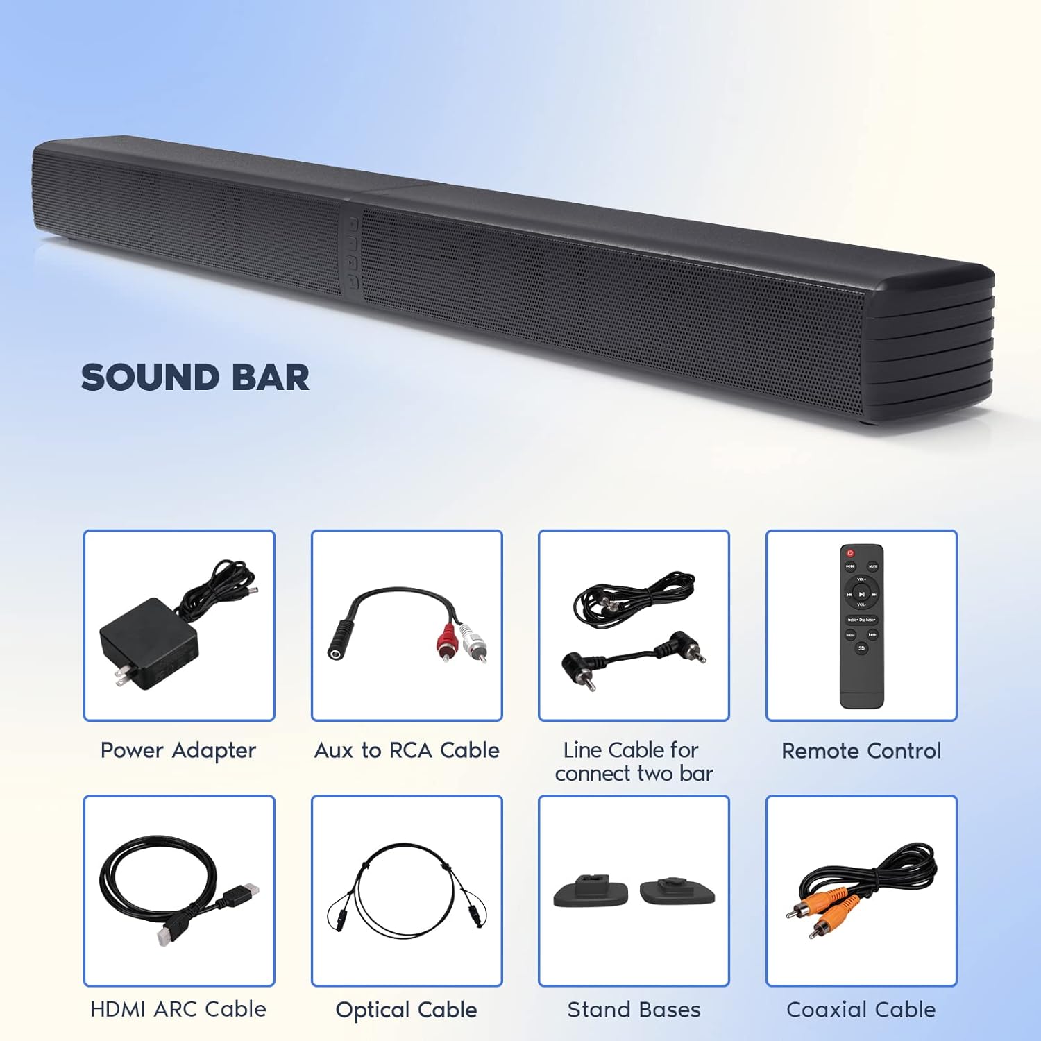 Barra de sonido, altavoces de graves para Smart TV con subwoofer dual sistema...