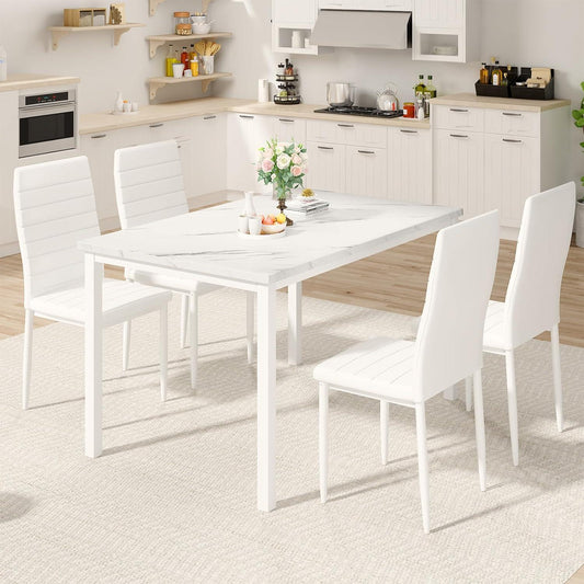 DKLGG Juego de mesa de comedor de 5 piezas, juego de mesa de comedor para 4,