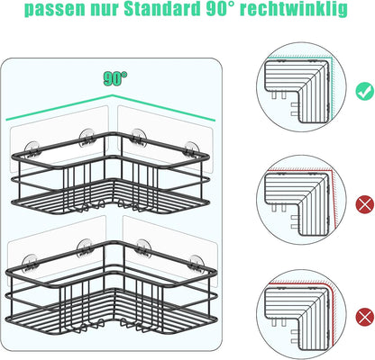 Menbyci Organizador de ducha negro esquinero para baño, accesorios...