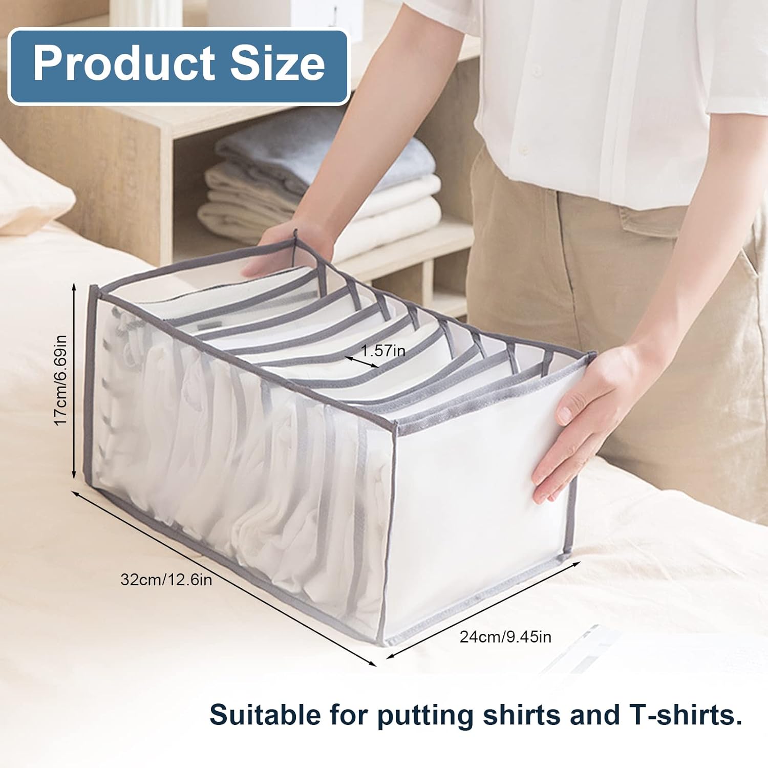 KesaPlan 2Pcs Wardrobe Clothes Organizer, 9Grids Visible Foldable Closet...