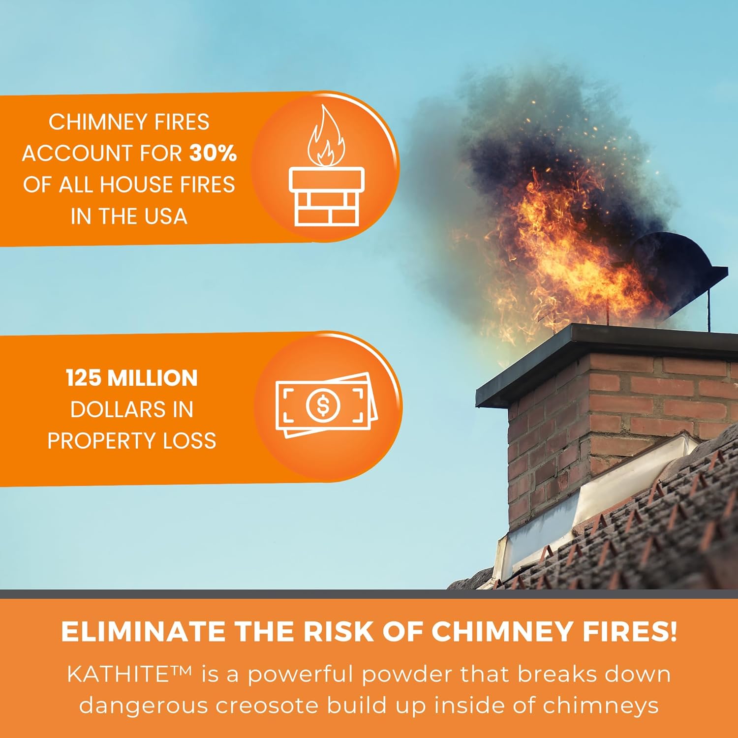 KABIN Kathite - Limpiador de chimenea de 2 libras, kit de limpieza de chimenea...