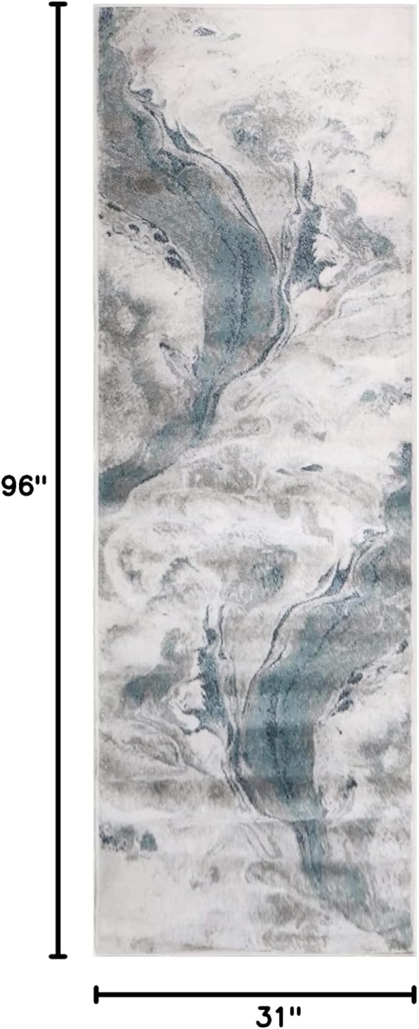 SUPERIOR Alfombra de pasillo para interiores, respaldo de yute, abstracto de...