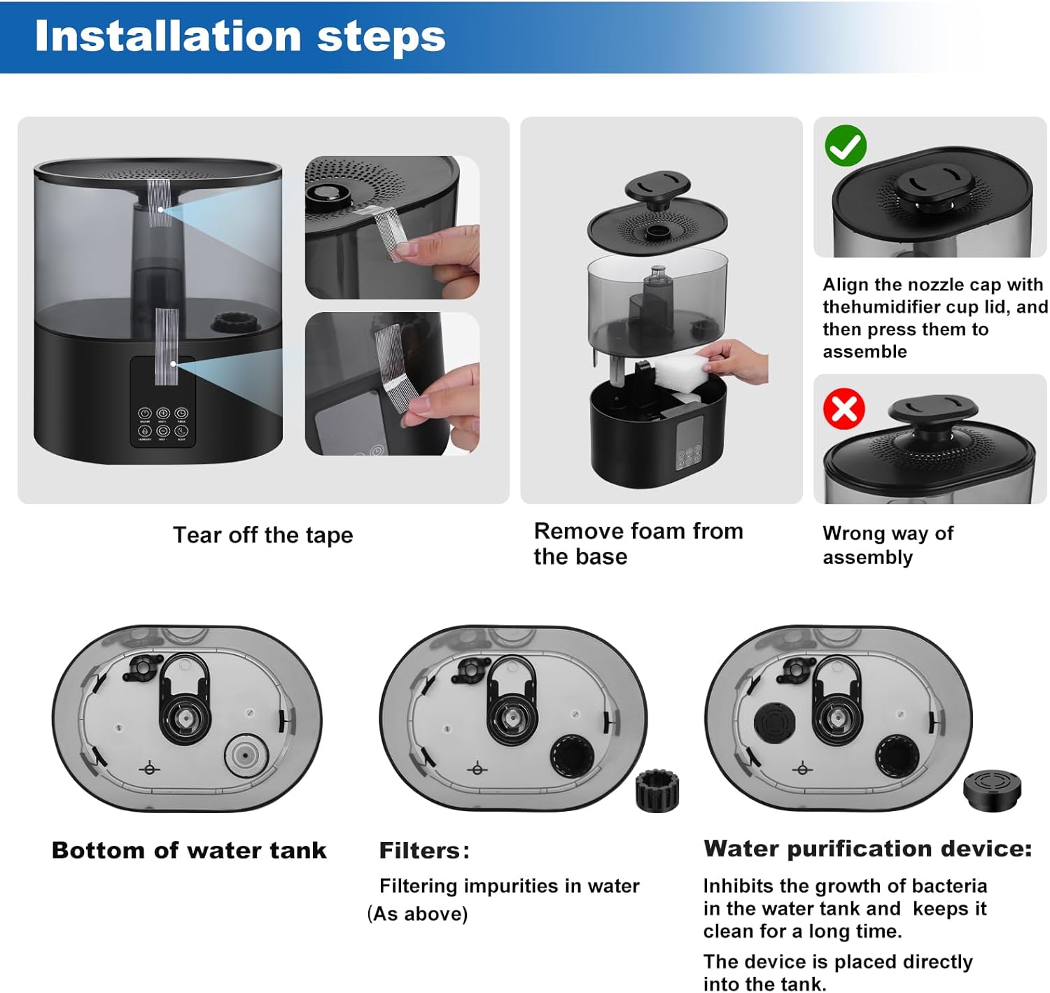 Humidificadores de 3L para dormitorio y plantas, humidificadores ultrasónicos...