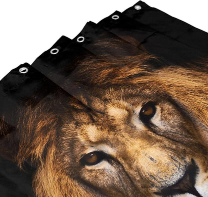 Cool Brown Lion Head Plastic Shower Curtain Liner 72x72in Extra Long Shower