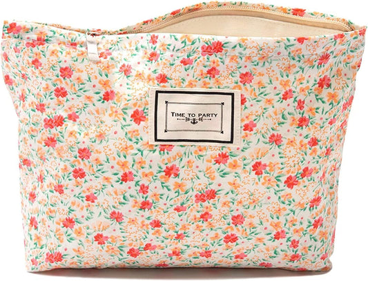 Bolsa de maquillaje floral para mujer con cremallera, bolsas de cosméticos