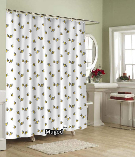 Mugod Cortinas de ducha con diseño de abeja, diseño de abeja de bebé de dibujos...