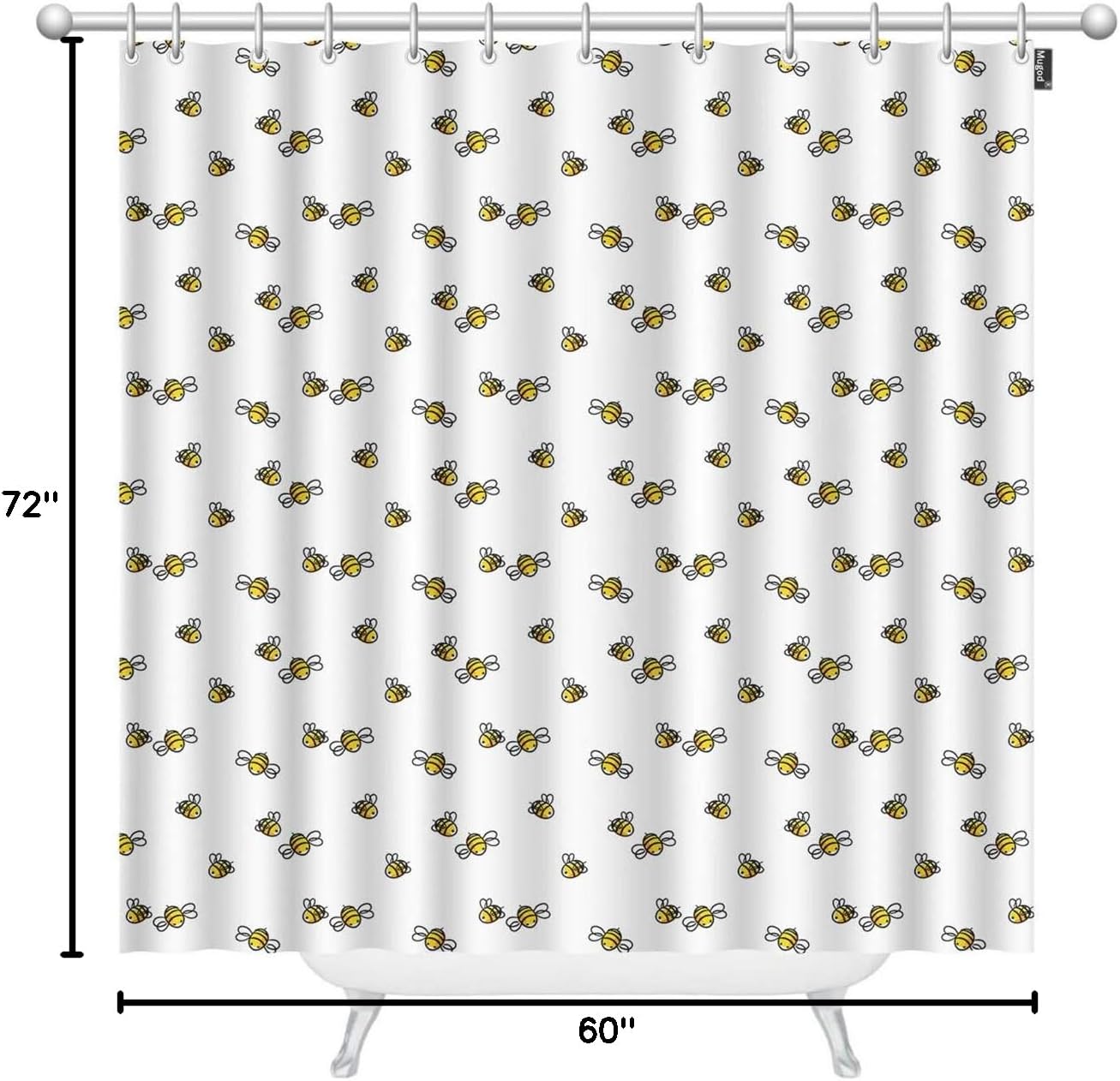 Mugod Cortinas de ducha con diseño de abeja, diseño de abeja de bebé de dibujos...