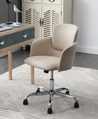 Silla de oficina en casa con ruedas, altura ajustable, de piel sintética,...