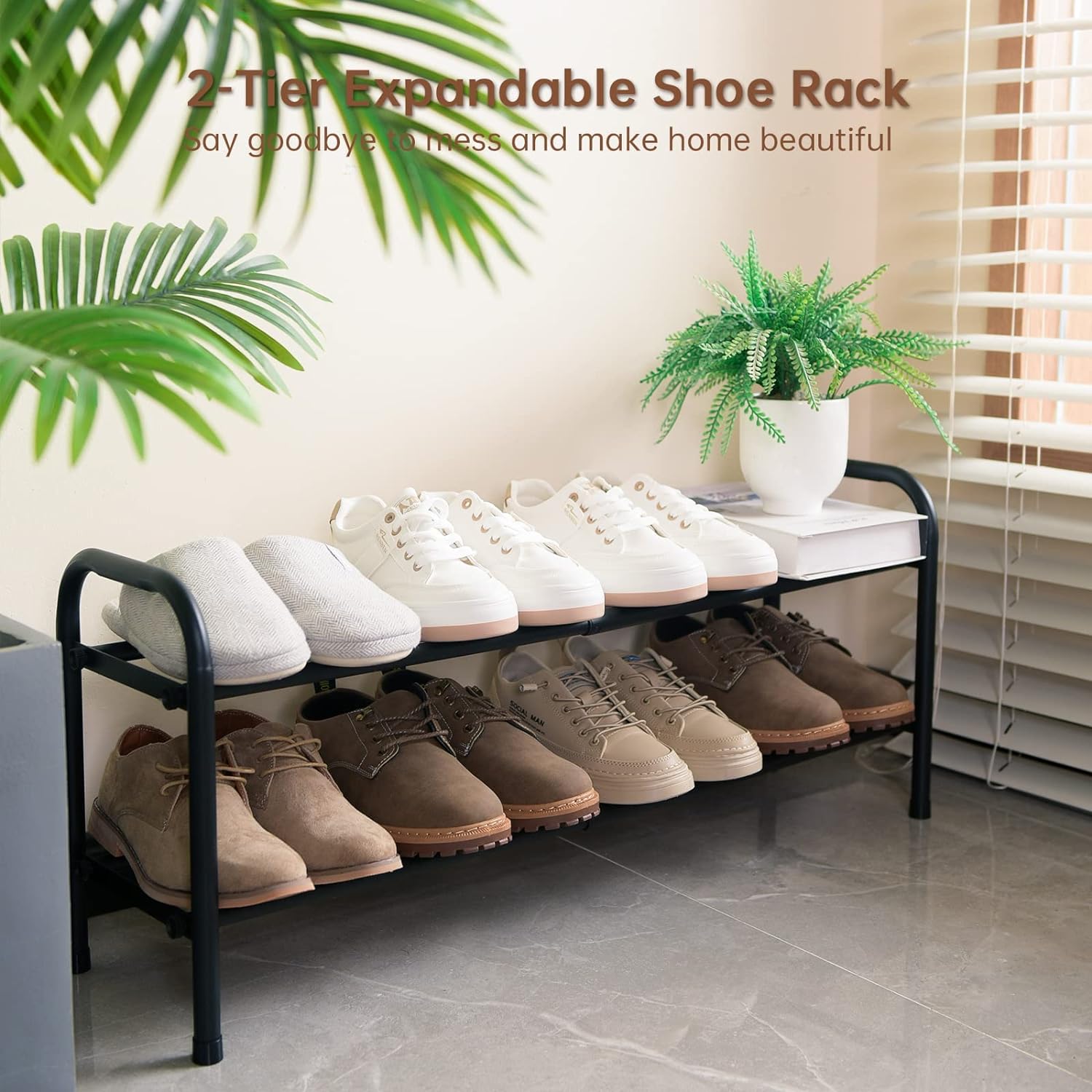 Gonfoam Zapatero expandible de 2 niveles, estante ajustable para zapatos,...