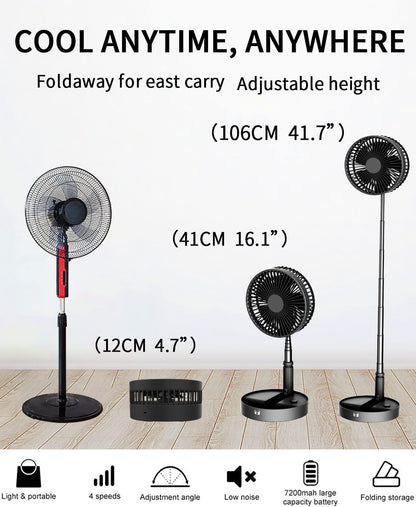 Ventilador de escritorio y mesa, plegable con temporizador de control remoto,