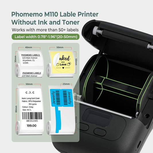 Phomemo M110 - Impresora térmica portátil de etiquetas, máquina de etiquetado...