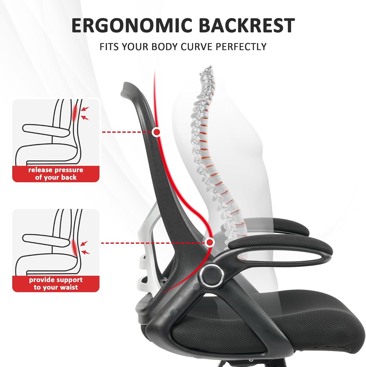 Silla de oficina ergonómica de malla giratoria para computadora, cómoda, brazos...