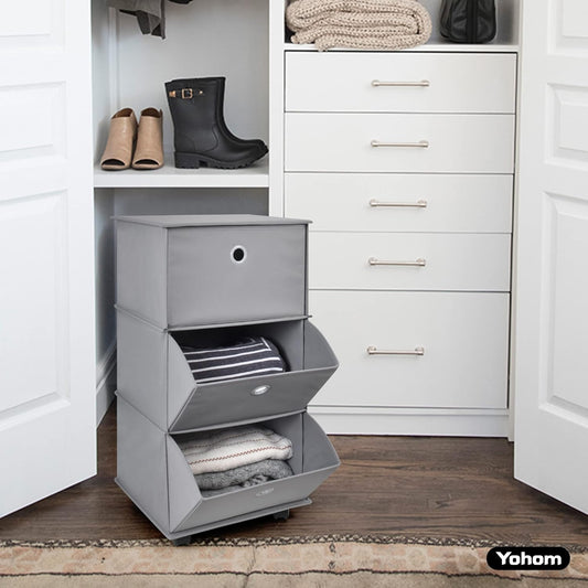 YOHOM Organizador de cajones con ruedas, portátil, organizador plegable para...
