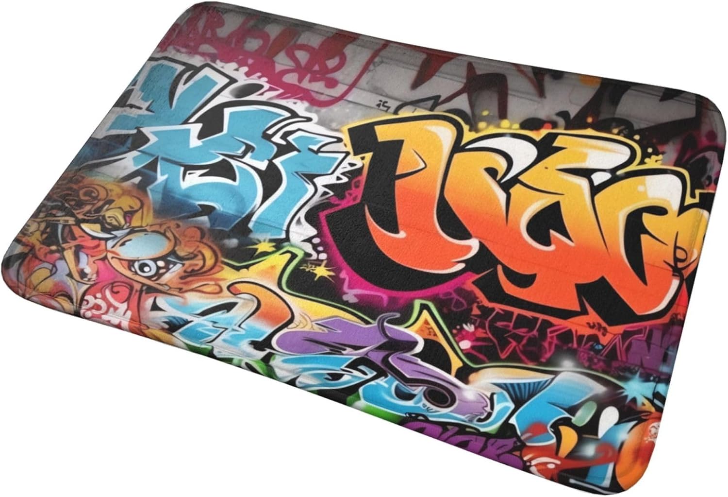 Alfombra de baño con estampado de graffiti hip hop, alfombra de franela suave