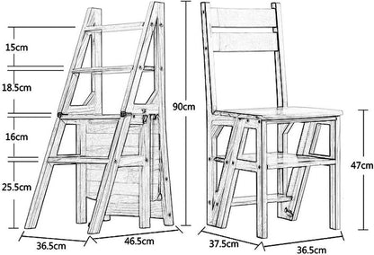 Taburete de madera con 4 escalones, silla multifunción para biblioteca,...