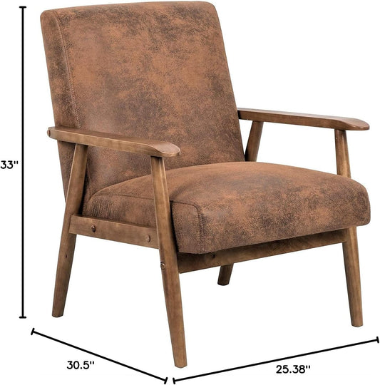 Barlow Silla decorativa moderna vintage, sillón de microfibra con aspecto de