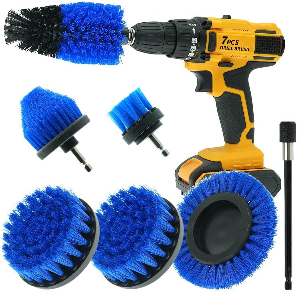 7 Pcs Drill Brush Set All Purpose Power Scrubber Cleaning Kit with Extend