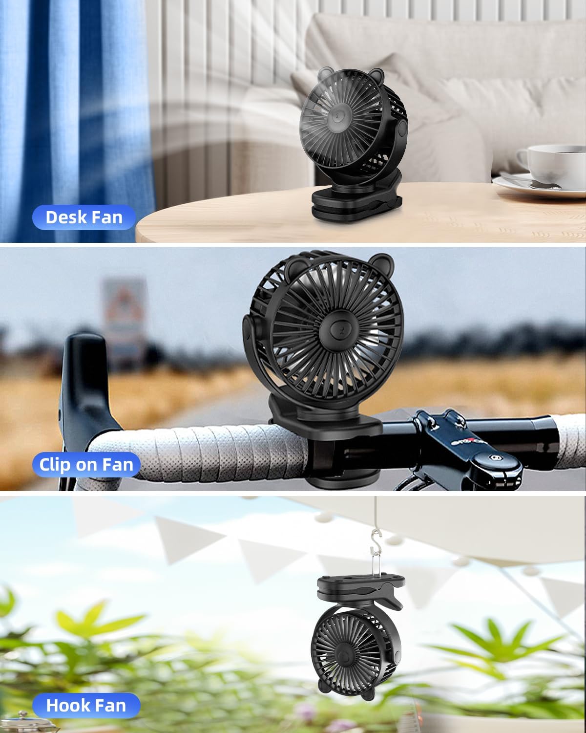 KIDEE Ventilador portátil con clip, pequeño ventilador de escritorio que...