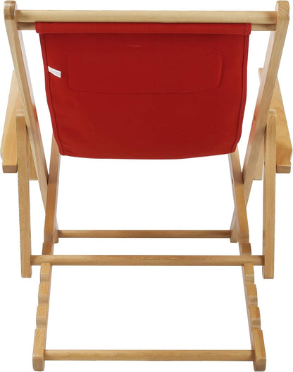 Silla ajustable con marco natural, lona roja