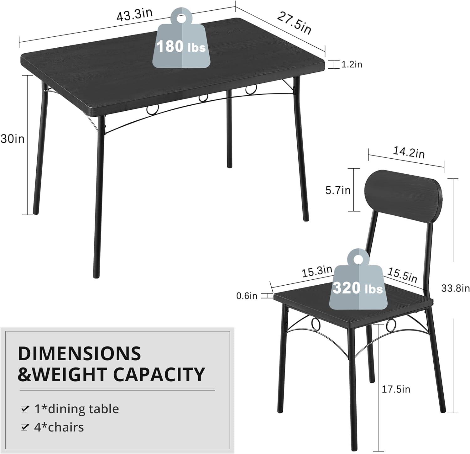 Juego de mesa de comedor para 4, comedor de 5 piezas con sillas para cocina,