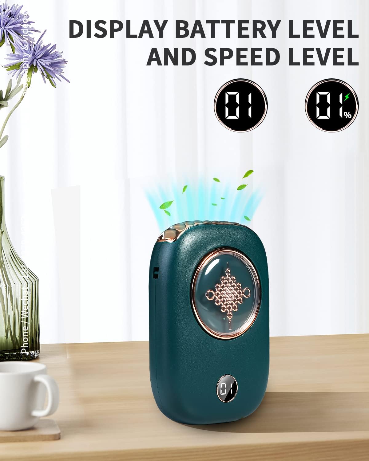AICase Mini ventilador de cuello personal recargable portátil con batería de 3...