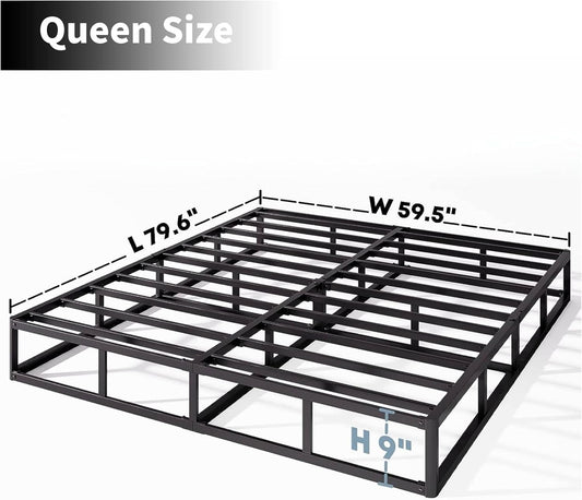 Queen Box Spring Base de colchón de 9 pulgadas de alto perfil con marco de